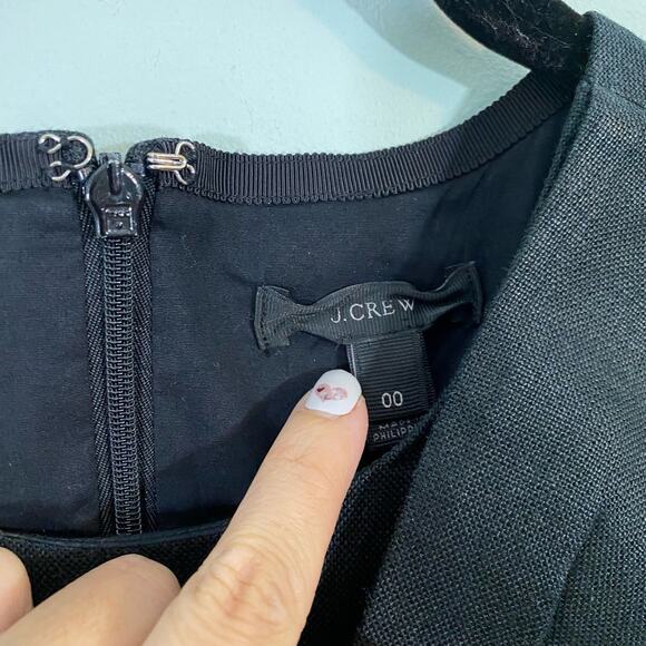 J. Crew Women's Black Drape Knot Linen Sheath Dress Size 00 #G4448 - Picture 4 of 7